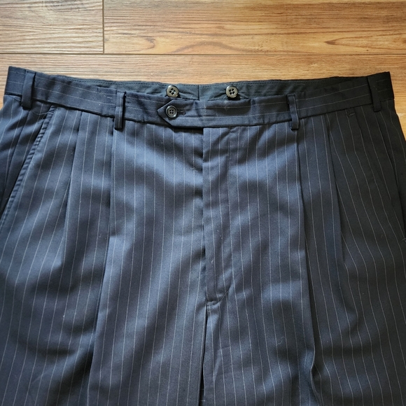 Brooks Brothers Mens 1818 Madison Fit Wool Navy Pinstripe Pants Size 41W 46L - Picture 3 of 7